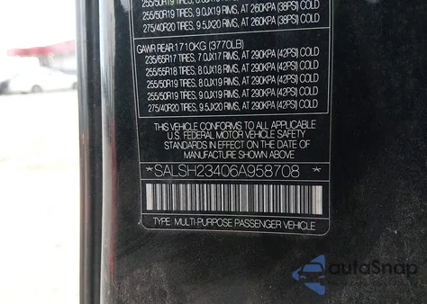 2006 Land Rover Range Rover Sport Supercharged from USA, damaged, VIN SALSH23406A958708